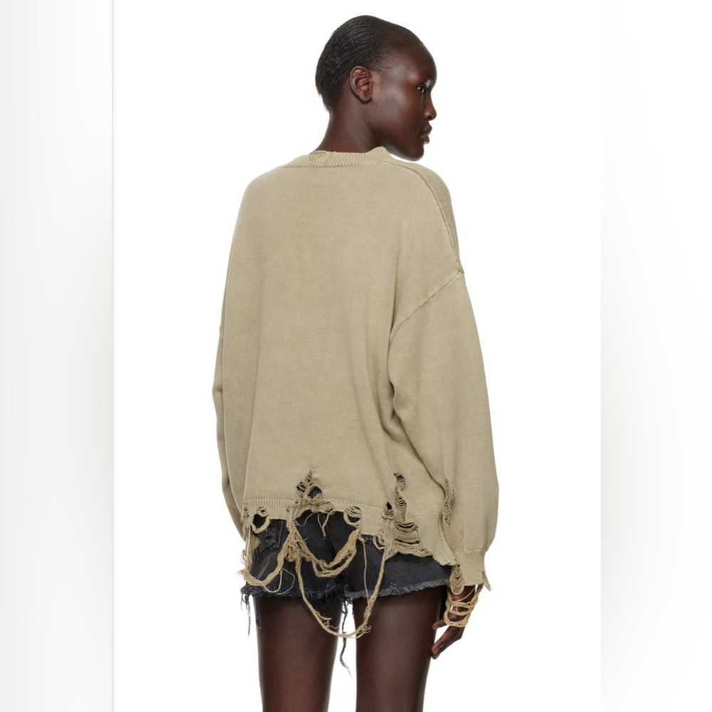 R13 Destroyed Oversized Pullover – Lt Green / Khaki size medium - Picture 2 of 5